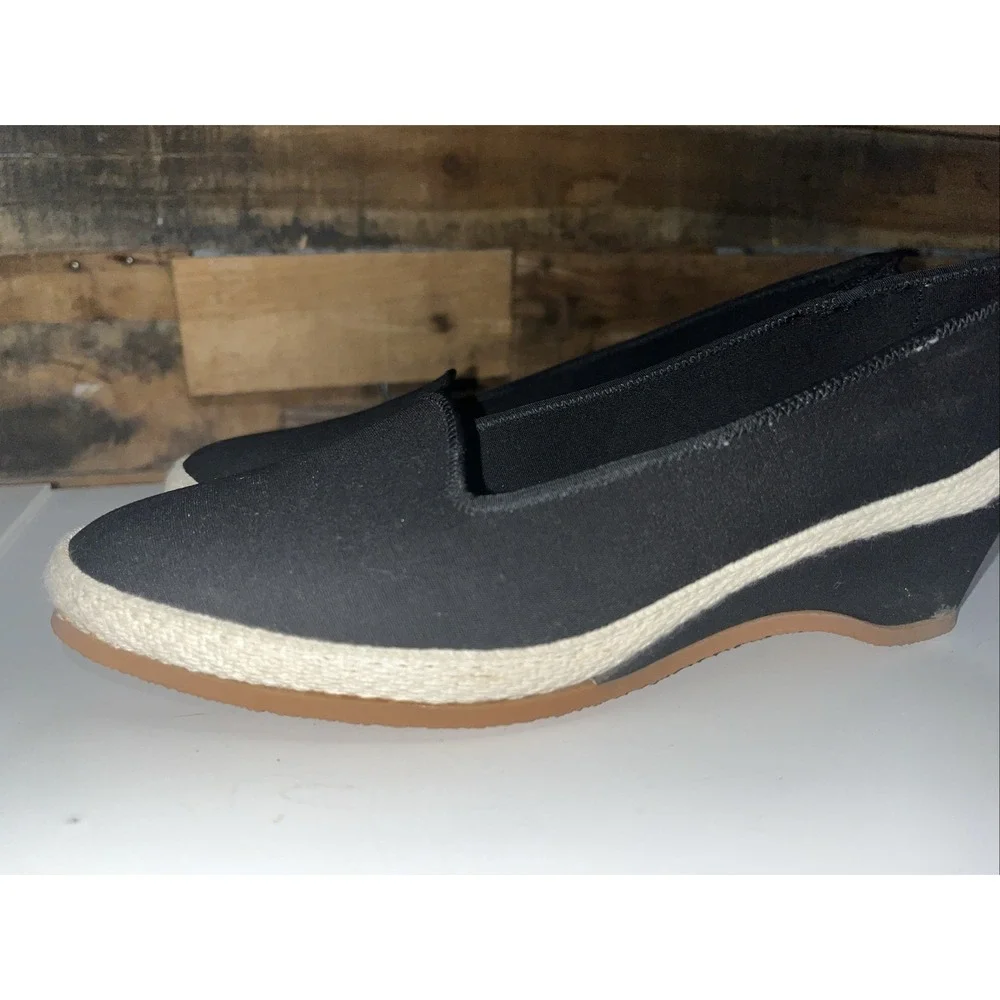 Vintage Outdorables Black W/ White Canvas Wedges Women's Size 7.5 Made In U.S.A.